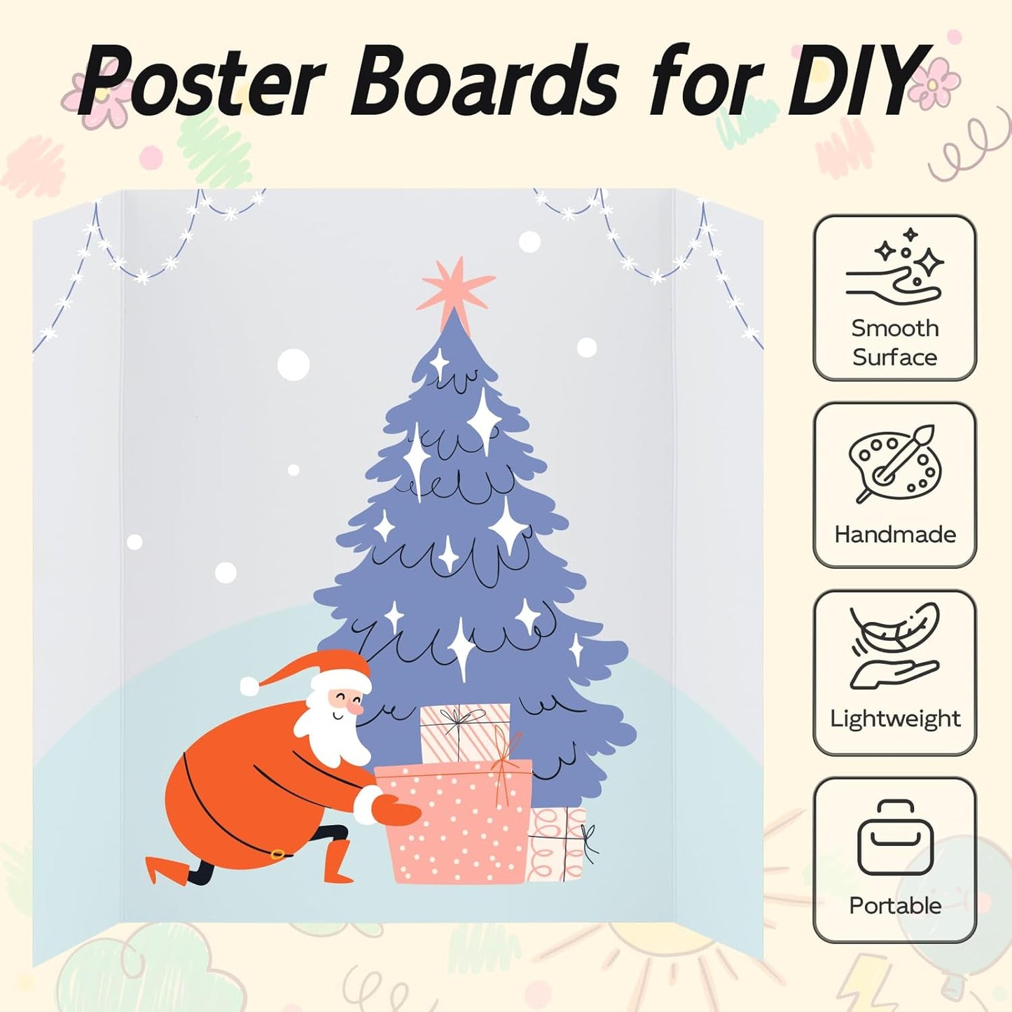 Trifold Poster Board - 12 Pack White Presentation Boards | 14x22 Inches for Science Fairs & Exhibitions