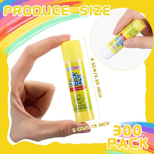 300 Pcs White Glue Stick Washable Glue Stick for Crafts Home School Classroom Students Teachers Employees Scrapbooking Crafting Supplies, 0.32 Ounce