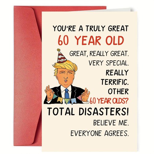 Funny Trump 60th Birthday Card, Naughty Donald 60th Birthday Gifts Cards for Men Women, Great 60 Year Old Birthday Gifts for Him Her, Unique 60th Bday Decorations Ideas