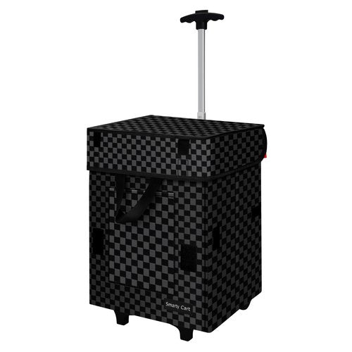 Smfbpro Folding Portable Rolling Crate Handcart, Smart Cart with Telescopic Handle, Collapsible Rolling Utility Basket for Supermarket & Teacher Shopping, Moving Grocery