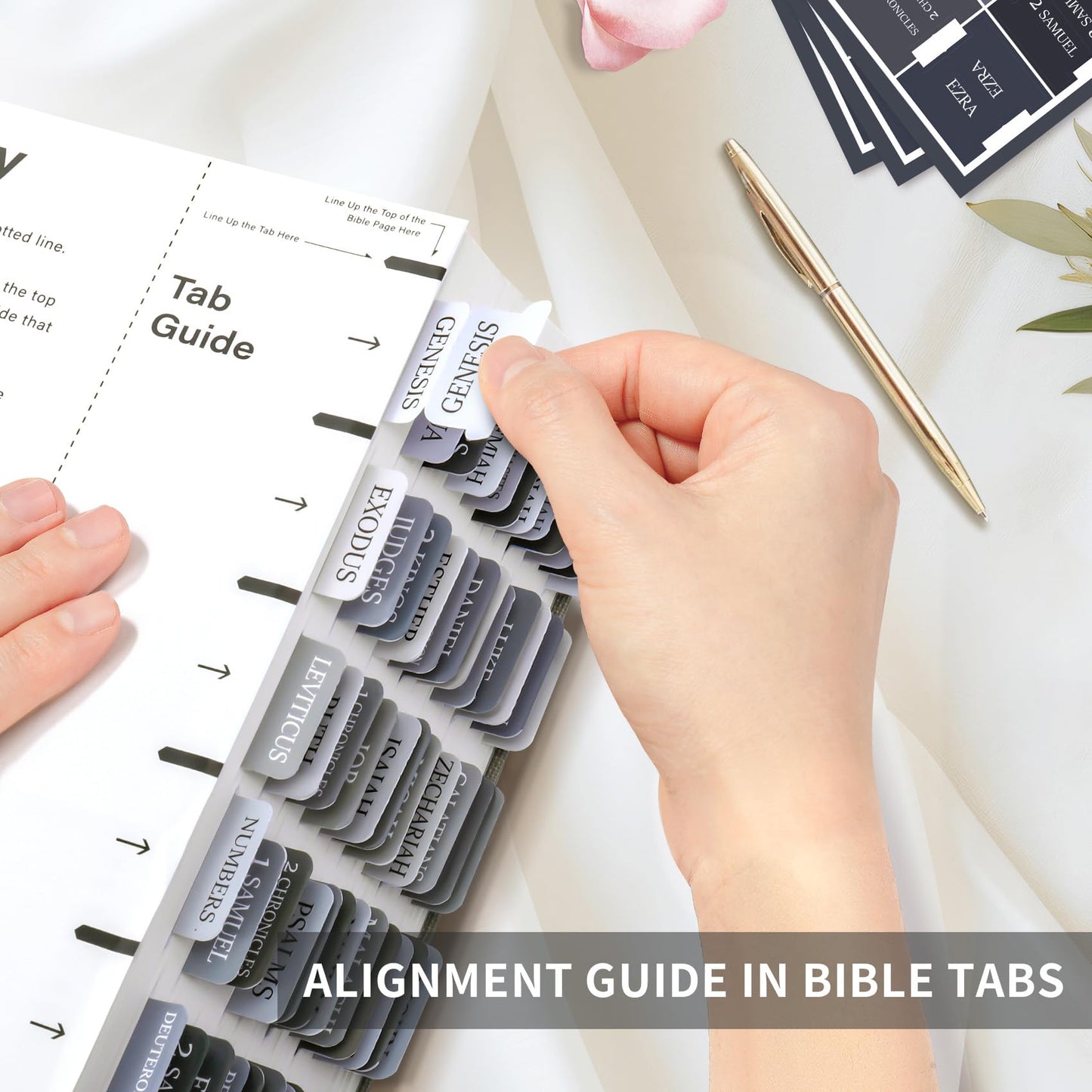 Bible Tabs for Women & Men, Bible Tabs for Study Bible, Large Print Bible Tabs for Easy Navigation, Bible Index Tabs, 66 Tabs Old & New Testament, Extra 9 Blank Tabs - Gray