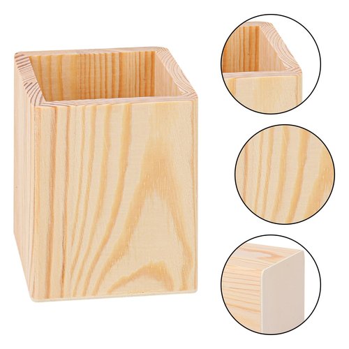 IHDYPPEW 24 Pack Square Unfinished Wooden Pencil Holder, 3 x 3 x 4 Inch Wood Pencil Cup Holder, Wood Crafts Pencil Cup for Desk, Office, DIY Project