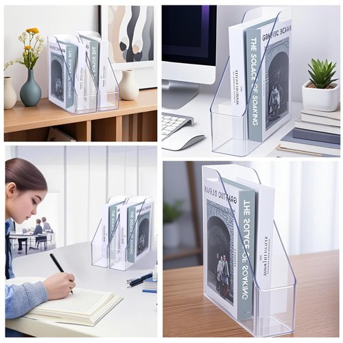 Zyghjort 2 Pack Clear Magazine File Holder, PET Magazine Shelf Desk Book Organizer Vertical Binder Storage Case for Home School Office Table Organization Supplies