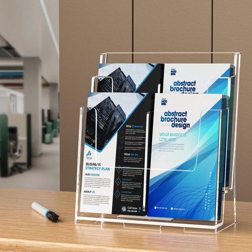 FUCDTEFC Acrylic Brochure Holder 8.5x11 & 4 x9 Inches, Clear 2 Tier Literature Magazine Stand Brochure Display Stand w Removable Divider Universal, Pamphlet Flyer Holder for Wall Mount or Countertop