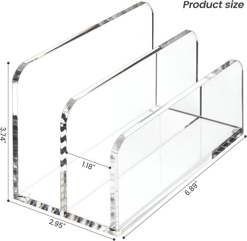 DINGHUO Acrylic Desk Organizer - 2-Section Clear Mail & Document Holder for Office & Home Storage