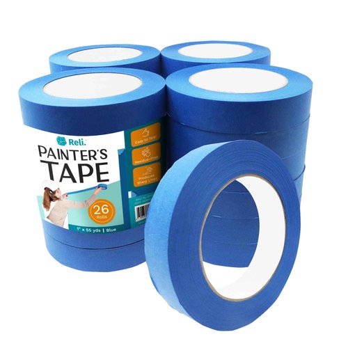 Reli. Painter's Tape, Blue | 1" x 55 Yards (1,430 Yards Total) | 26 Rolls - Bulk | Blue Tape/Painters Tape 1 Inch | Paint Tape for Walls, Glass, Wood Trim| Painting/Masking Tape | Blue