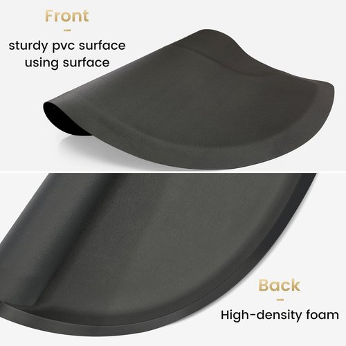 Salon mats for Hair Stylist 35.8"x27.9" Barber Shop Anti-Fatigue Salon Chair Mat - Black Semi Circle Hair Floor mats - 1/2" Thick Comfort Salon Standing Floor Mat, Hair Cutting Hairdressing Equipment