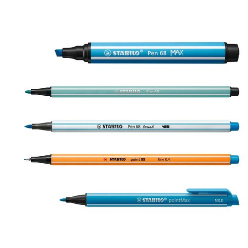 STABILO Creative Set - Pen 68 Max, Pen 68, Pen 68 brush, point 88, pointMax, ARTY, 55-Pieces - drawing, illustration, writing