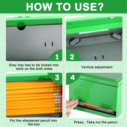 Yaocom Stainless Steel Pencil Dispenser Pen Holder Pencil Bucket with 2 Stickers Small Metal Bucket with Handle for Bulk Pencils Storage Supplies(Green)