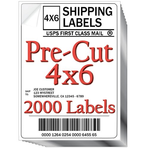 JETZAP Pre-Cut 4x6 Shipping Labels | Work on Most Inkjet and Laser Printers | Just Load & Print | USPS UPS FedEx for Home Printers | 2000 Pack