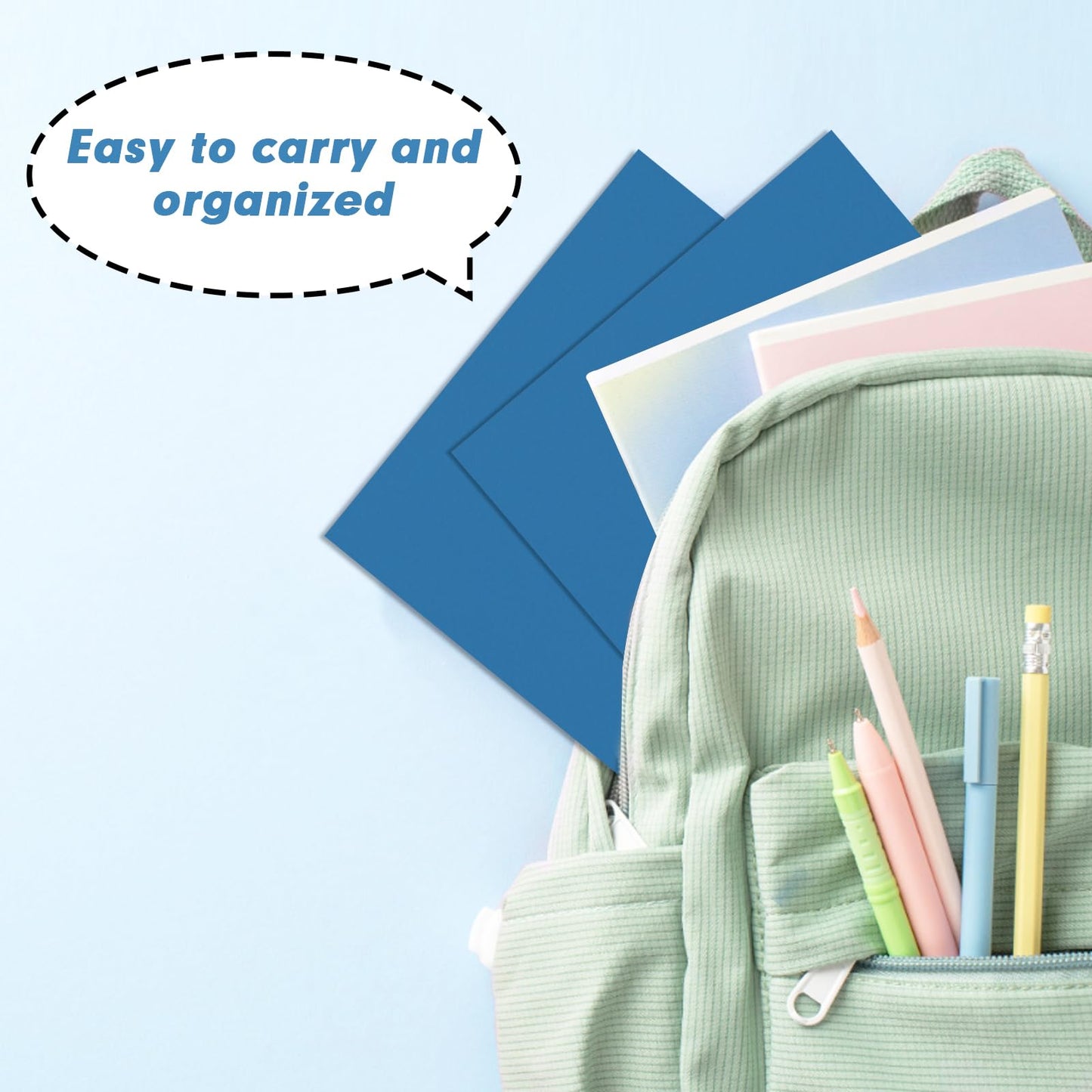 Two Pocket Folders, RAZCC 75 Pack 2 Pocket Folders Fit Letter Size Paper, Paper Folders with Pockets for School Office Business Home (Navy Blue)