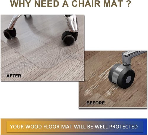 Office Chair Mat - Skiennix 48”x36” Clear Vinyl Floor Protector for Hardwood Floors | Easy Glide Design