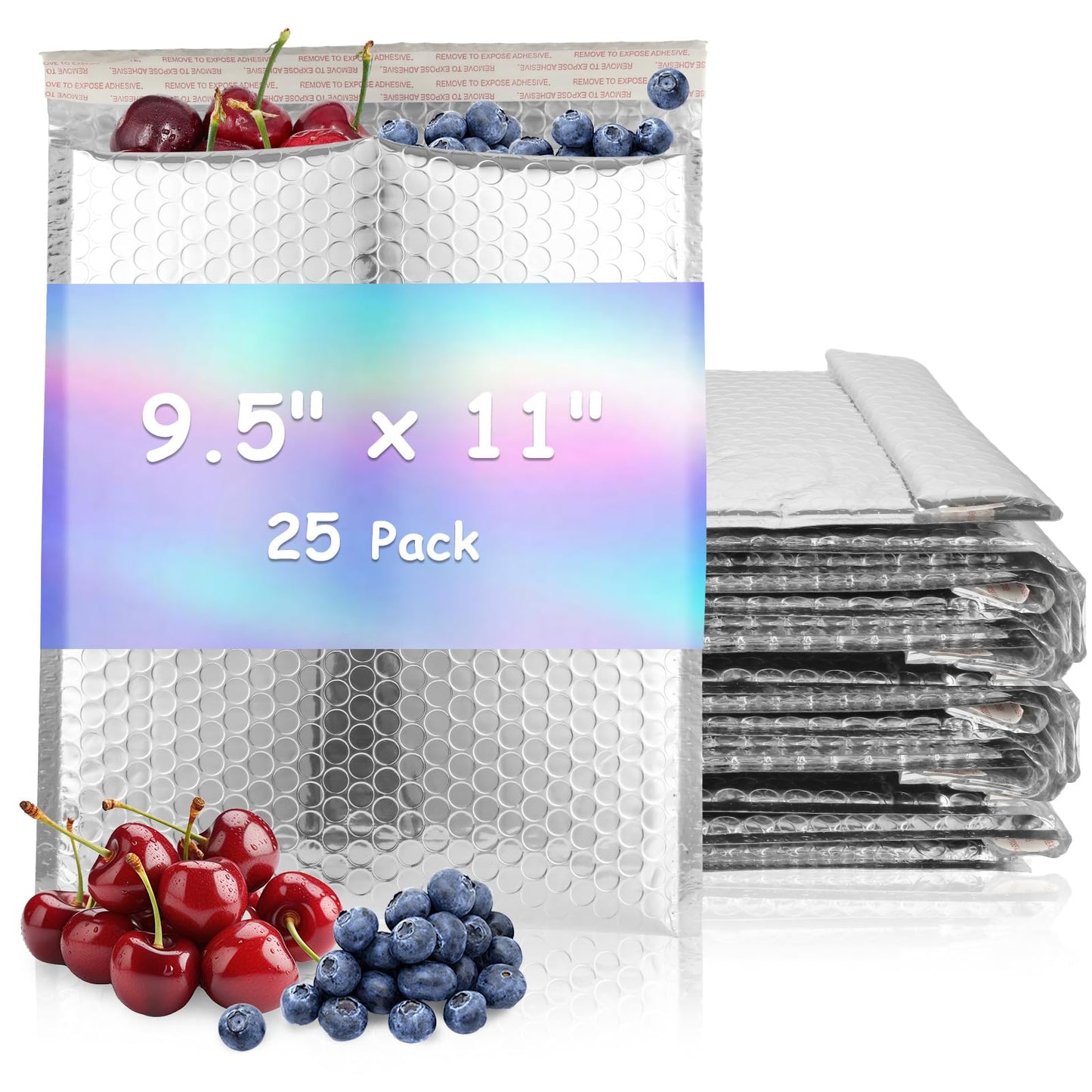 MUXHEL 25Pcs Thermal Bubble Mailer 9.5" x 11", Waterproof Metallic Foil Mailing Envelopes, Self-adhesive Insulated Shipping Bags for Perishable food, Cosmetics, Pharmaceuticals