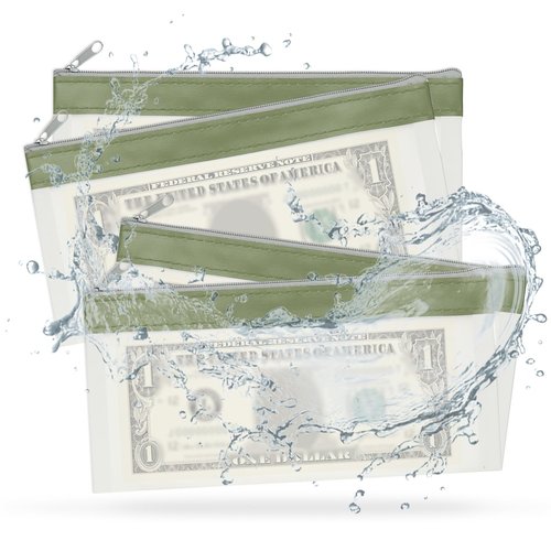 PATIKIL 8.5x4 Inch Money Bags with Zipper, 8Pcs Clear PVC Cash Deposit Bank Pouch Envelopes Check Wallet for Coin Cosmetics Invioce Bill, Green