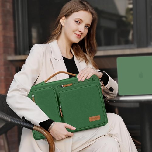 MOSISO 360 Protective Laptop Case - 13.3 Inch Sleeve for MacBook Air/Pro & More | Jungle Green with 4 Zipper Pockets