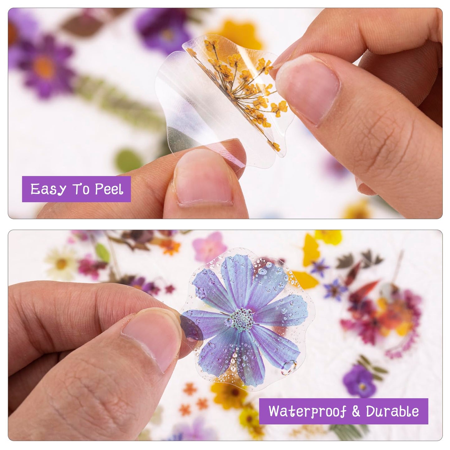 NOGAMOGA 320 PCS Natural Vintage Flower Stickers, Small Floral Leaf Sticker Self-Adhesive Scrapbook Supplies for Journaling, Resin Art, DIY Crafts, Card Making