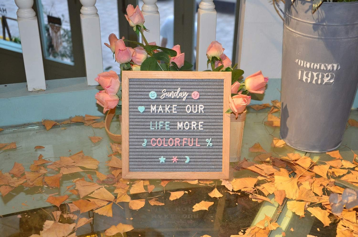 Skiennix Felt Letter Board - 10x10 Inch Message Board with 805 Changeable Letters & Gift Box | Gray