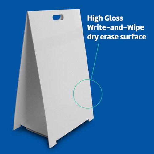 Flipside Products 35.5"x 23" Double- Sided Corrugated Plastic Dry Erase Marquee Easel, Signboard, Indoor Outdoor, Sidewalk Curb Sign, White