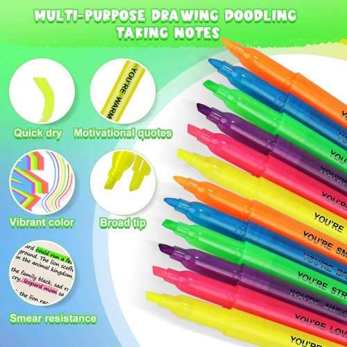 Tcevily 240 Pcs Highlighter Bulk, Back to School Students Gift Motivational Highlighter Markers Inspirational Chisel Tip Highlighters Pens Bundle for School Party Favors (240)
