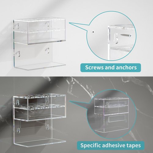 HIIMIEI Dry Erase Marker Holder for Whiteboard, Wall Mounted 2-Tier 10-Slot Clear Acrylic Marker Organizer Stand for School Office Home