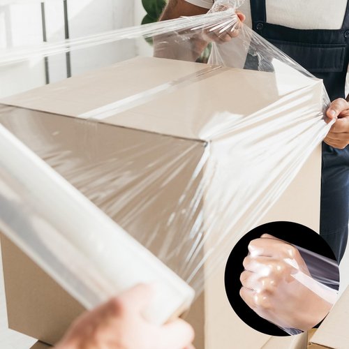 Stretch Wrap Roll 18" x 1,500ft, 80 Gauge – Clear Plastic Wrap for Moving, Packing, Pallet & Furniture – Heavy Duty Shrink Wrap Alternative, Industrial Strength Stretch Film (4 Rolls/Case)