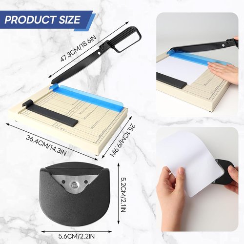 Skiennix A4 Paper Cutter - 12" Titanium Blade Guillotine Trimmer with Corner Rounder | 12-Sheet Capacity for Crafts & Photos