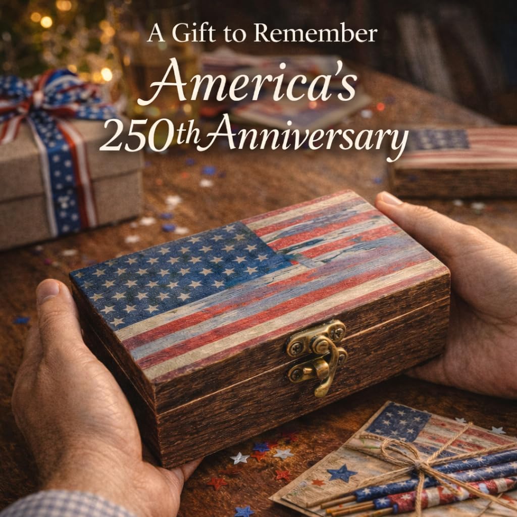 250th Anniversary USA Commemorative Coin Set - Patriotic Eagle & Liberty Bell Coins in Wooden Gift Box | 1776–2026 Collector’s Edition