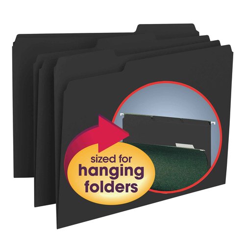 Smead File Folders with Reinforced Tabs, Letter Size, 100 per Box + Smead Interior File Folders, Letter Size, Black, 100 per Box