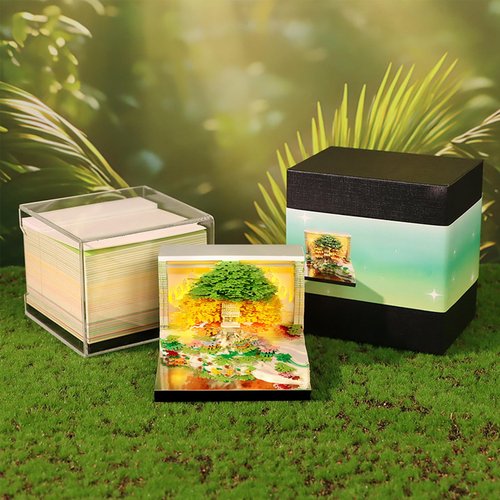 3D Calendar 2026 Unique Paper Sculpture Calendar For Desk Decor Paper Sculpture Tree House With Lights Design（ Not Including Battery) ﻿ ﻿ ﻿ (Green)