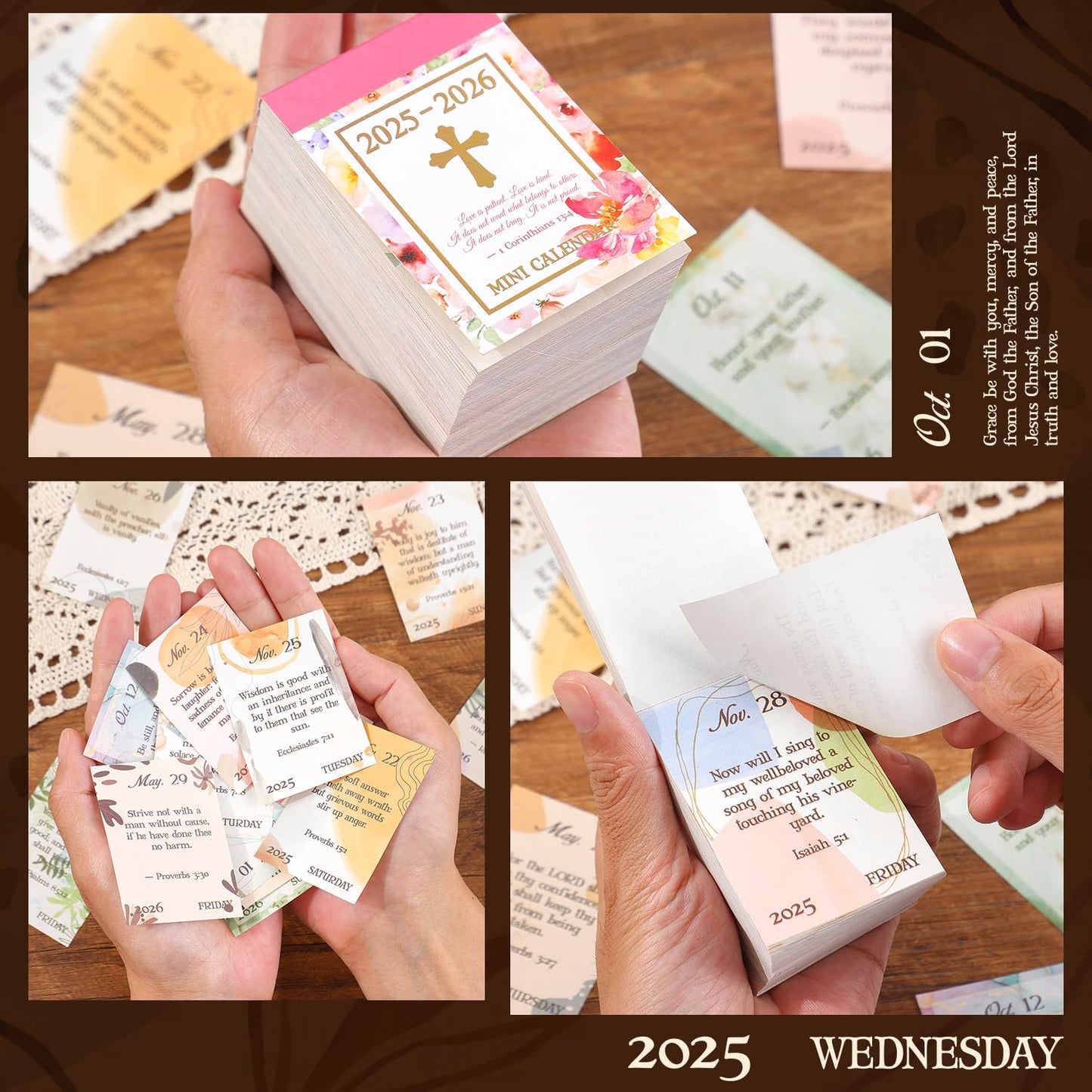 457 Sheets Daily Tear-Off Mini Desk Calendar Octomber 2025 - December 2026, A Bible Verse A Day Pocket Calendar for Planners Scrapbooking Journaling Notesbook, Perfect Christian Gifts for Women Kids