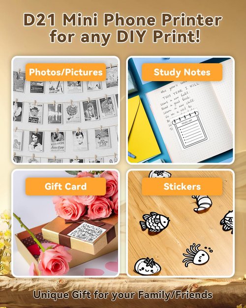 NDYIN Sticker Printer, PrintPods Mini Printer, Bluetooth Portable Sticker Maker with 3 Rolls Paper, Print Pod Inkless Thermal Printers for iphone, Impresora Portátil for Notes, Journal, DIY, Kids Gift