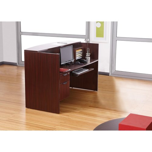 Alera ALE Valencia Series Reception Desk w/Counter,71w x 35 1/2d x 42 1/2h, Mahogany