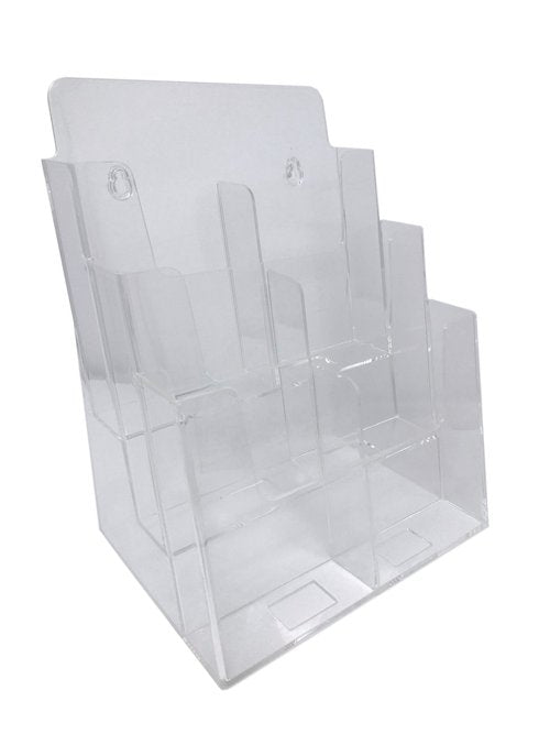 Dazzling Displays Clear Acrylic Brochure Holder, Fits 8.5 x 11 Inch Material, 3-Tier Multi-Pocket Brochure Display Stand for Business, Office, Trade Shows