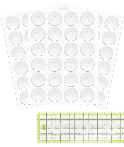 Birllaid Non-Slip Adhesive Rings | 144 Pack of True Grips for Quilting Rulers - 72 Large & 72 Small