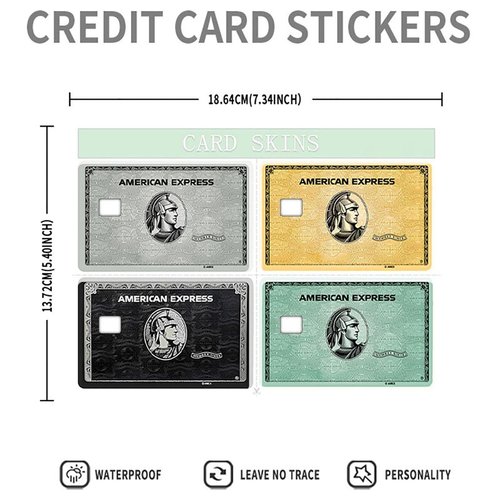 Credit Card Stickers, American Express for Credit Card Skin, Debit Card Sticker, Personalized Bank Card Sticker Cover, Credit Card Decal, Waterproof Card Covers (A-4 Pcs)