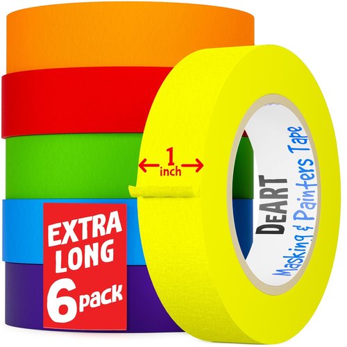 DEART 8 Pack Colored Masking Tape - Extra Large 0.6 Inch Width | 56 Yards Each Roll