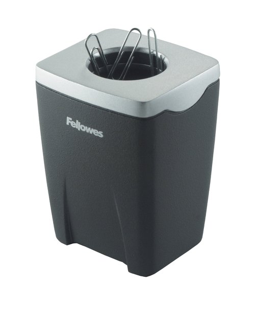 Fellowes Office Suites Paper Clip Cup (8032801), Black, Silver, 3.3" x 2.4" x 2.2" (Pack of 2)