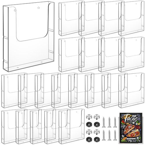 Wesiti Acrylic Brochure Holder 8.5 x 11 Inches Wall Mount Flyer Holder Plastic Slat Wall Display Single Pocket Box for Magazines Poster Papers Files Menu Pamphlet Literature Documents (12)