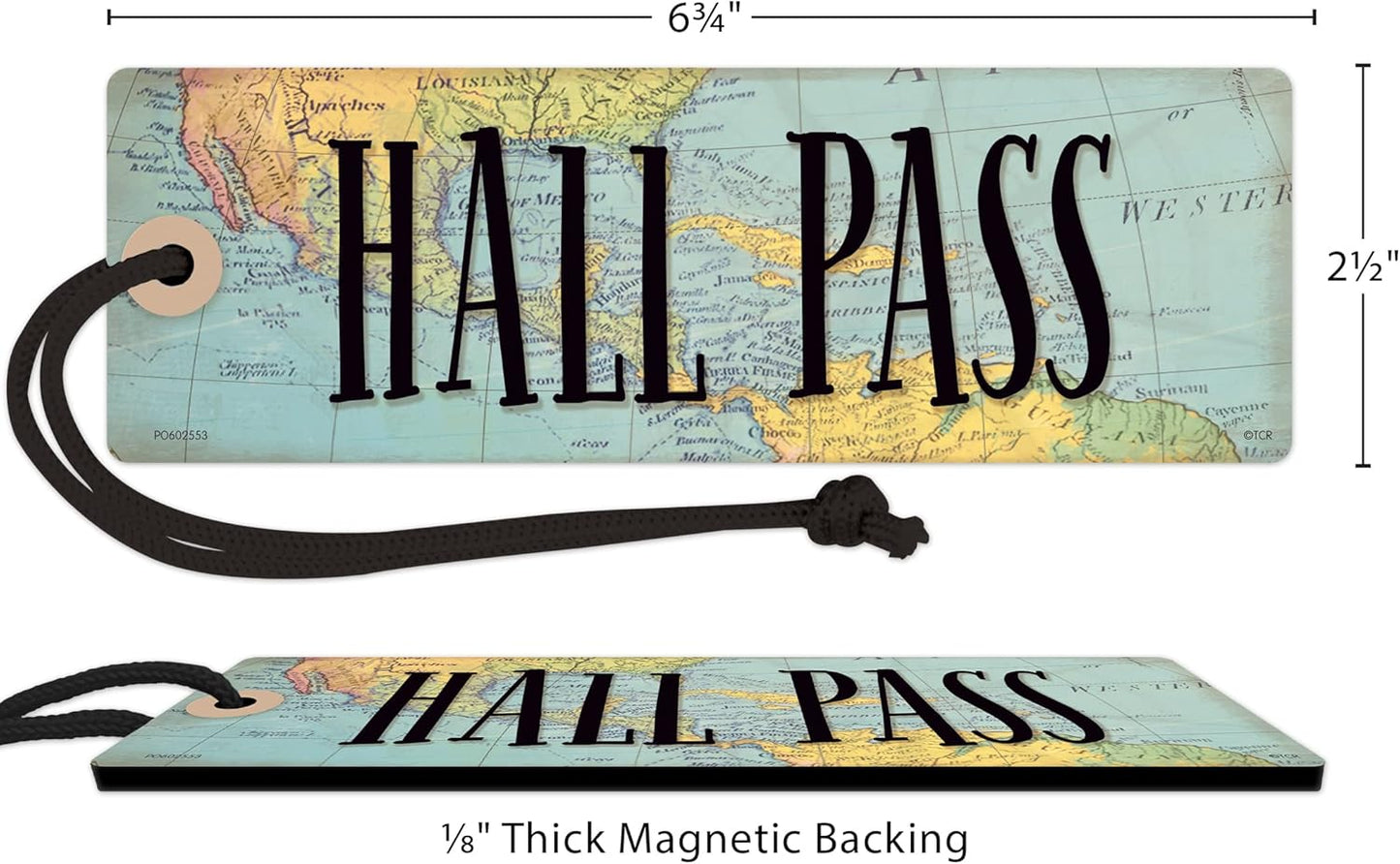 Teacher Created Resources Magnetic Hall Pass Set - Travel The Map Design | Pack of 2