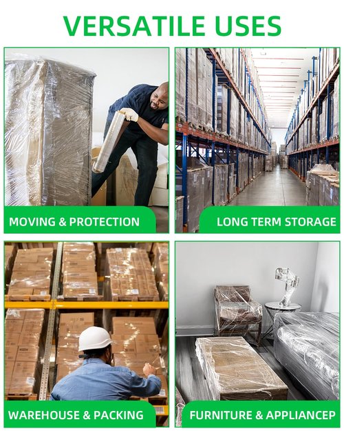 YXX-TECH Stretch Wrap Roll - Heavy Duty Industrial Strength 18inch 1500ft,Clear Cling Shrink Wrap Film Roll 80 Gauge - Ideal for Furniture, Moving, Shipping, and Pallet Packing(Clear-4Pack)