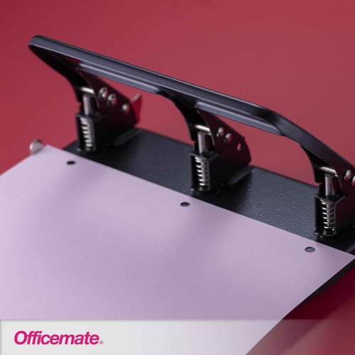 Officemate Medium Duty 3 Hole Punch with Ergonomic Handle, 30 Sheet Capacity, Black (90088)
