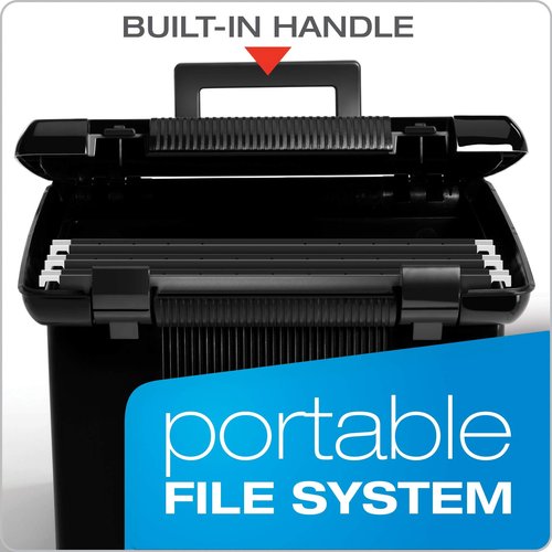 Pendaflex Portable File Boxes with File Rails and Hanging Folders (Black and Granite)