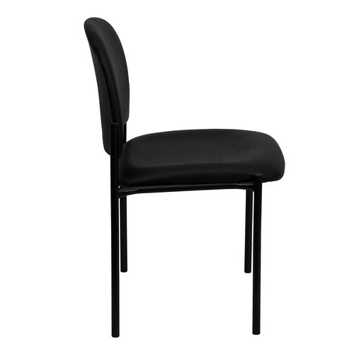 Flash Furniture Tania Comfort Vinyl Upholstered Stackable Side Reception Chair with Padded Seat, Modern Stackable Chair for Living Room/Office, Black