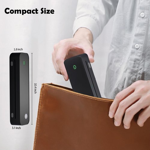 YUEBBB Portable Printer with case and Paper, Portable Printers Wireless for Travel, Inkless Thermal Printer, Support A4 & Letter Size Thermal Paper (with Case + 3 Roll Papers)