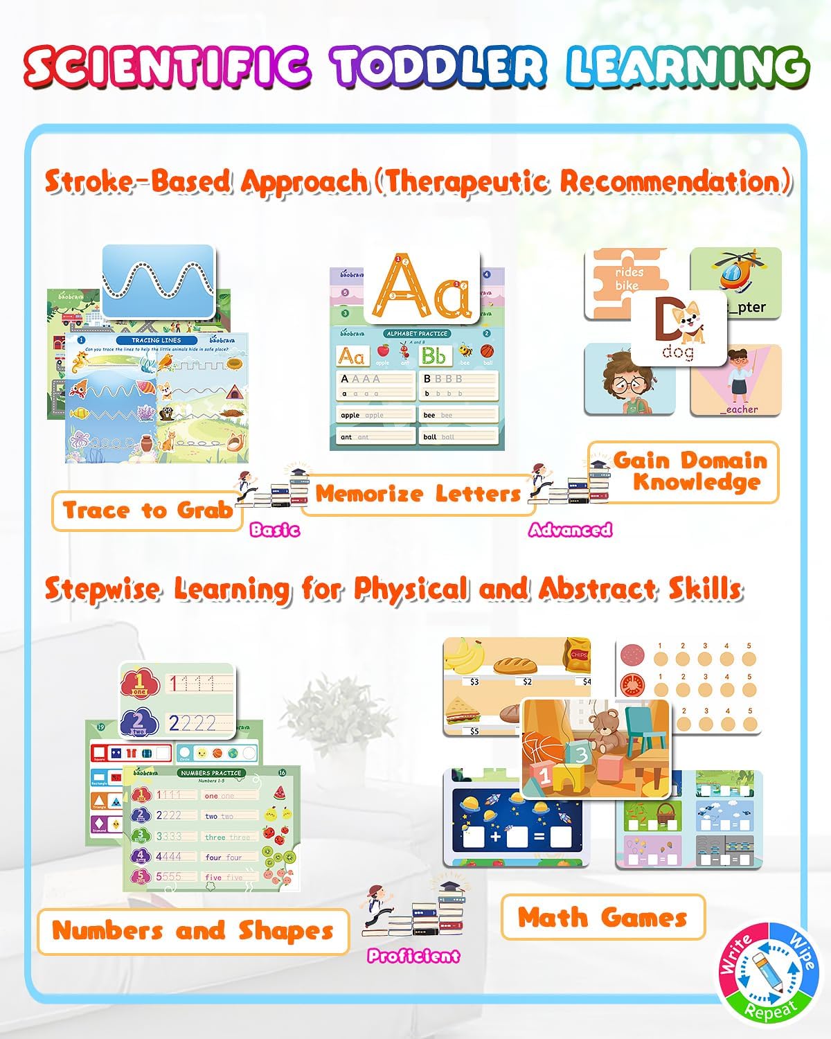 Baobrava Preschool Learning Activity Books - 37 Themed Tracing Activities for Ages 3-8 | Fun Handwriting Practice & Travel Games
