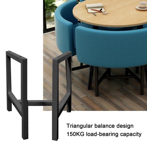 WPWSDWMX Conference Room Reception Negotiation Table Sets, Wood Grain Round Table and 4 PU Backrest Chairs, Load-Bearing Capacity 150kg/330lbs, Small Coffee Dining Table and Chair Set for 4(Yellow)