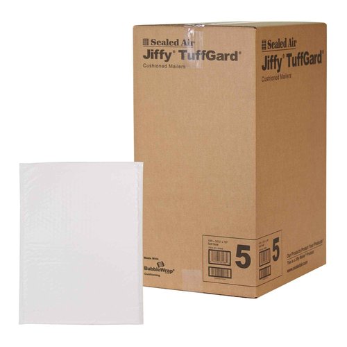 Sealed Air Jiffy TuffGard Cushioned Shipping Mailing Envelope, Case of 100, Bubble Mailer Made with BubbleWrap, #5 - 10.5" x 16", White