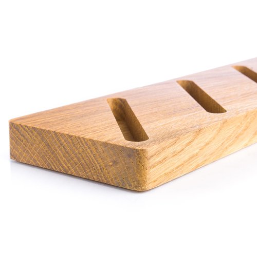 Oak Wood Multiple Business Card Holder - 5 Slot Modern Card Stand for Office Desk, Perfect Professional Card Organizer for Men and Women, Stylish and Functional Design (Light Brown)