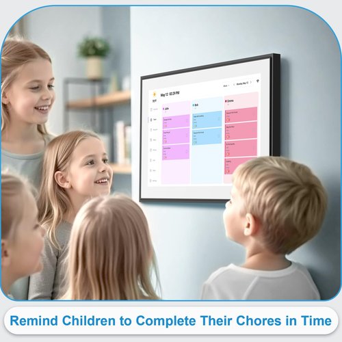 BQQJDD 15.6 Inch Digital Calendar&Chore Chart, 1920 * 1080P Full HD Touchscreen Interactive Display Smart Family Planner, Wall and Desk Mountable, Great for Organizing Your 2025 Calendar