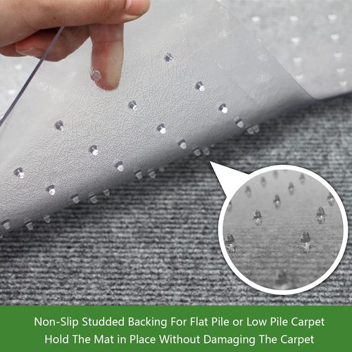 Desk Chair Mat for Carpet with Studs,36"x48"Desk Chair Mat Extended Lip for Carpeted Floor,Floor Mat for Carpet Office Chair, Rolling Computer Chair Mat Floor Protecter for Work, Gaming,Home